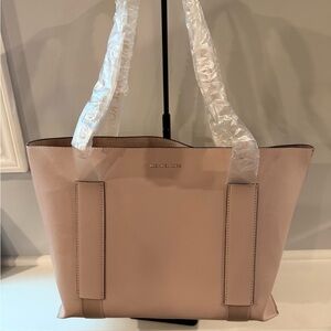 Michael Kors Faux Leather Tote Clear Logo Straps Blush Pink Gift with Purchase